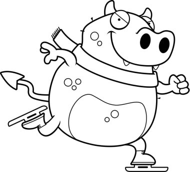 Çizgi film şeytan buz pateni