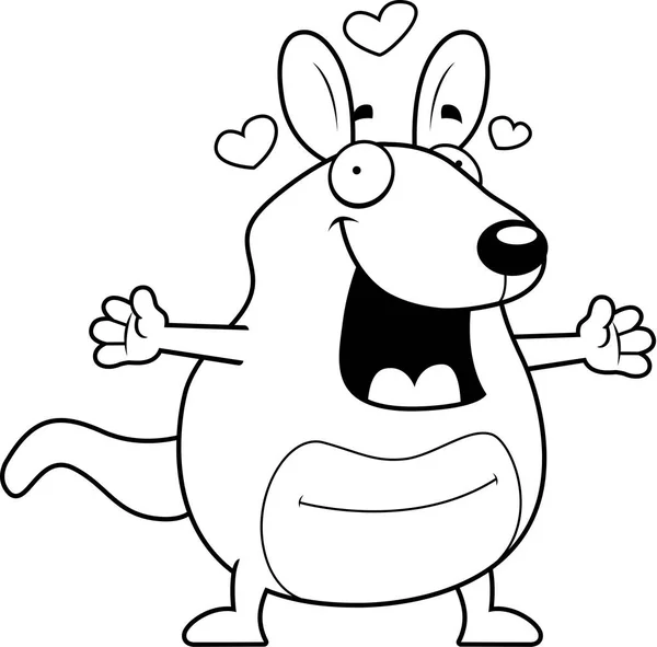 Abrazo de Wallaby de dibujos animados — Vector de stock