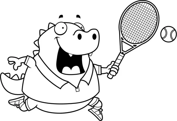 Cartoon Lizard Tennis — Stock Vector