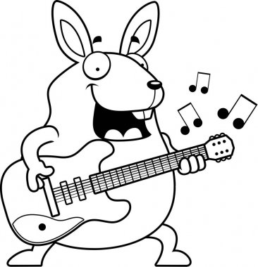 Karikatür tavşan gitar