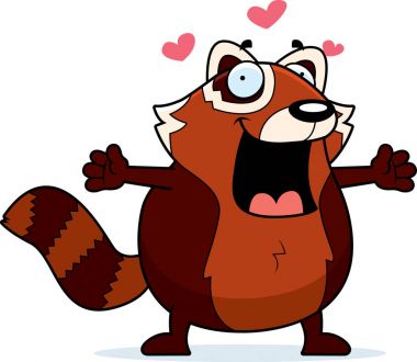 Çizgi film Red Panda kucaklama