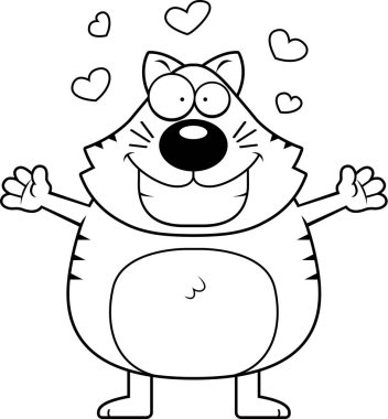 Karikatür kedi kucaklama