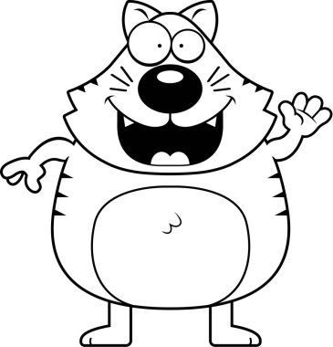 Karikatür kedi sallayarak