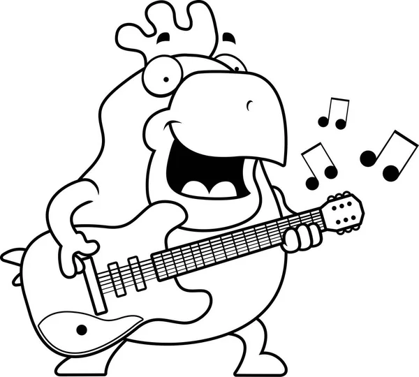 Γελοιογραφία κόκορα κιθάρα — Διανυσματικό Αρχείο