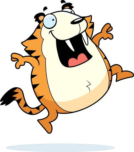 Dibujos animados Sable-Toothed Tiger Saltar — Vector de stock