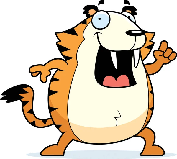 Idea de tigre con dientes de sable de dibujos animados — Vector de stock