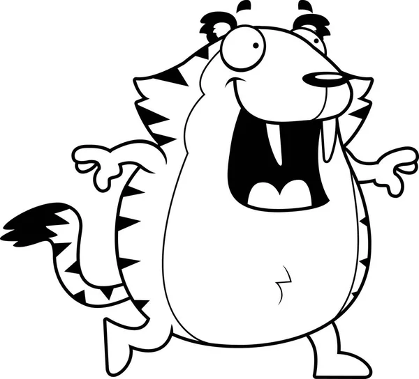 Dibujos animados con dientes de sable Tigre caminando — Vector de stock