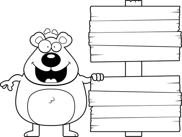 Sinal de urso dos desenhos animados — Vetor de Stock