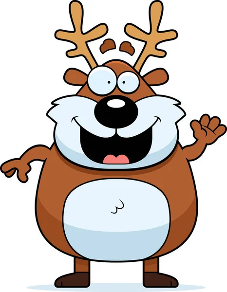 Cartoon Reindeer Waving — Stock Vector