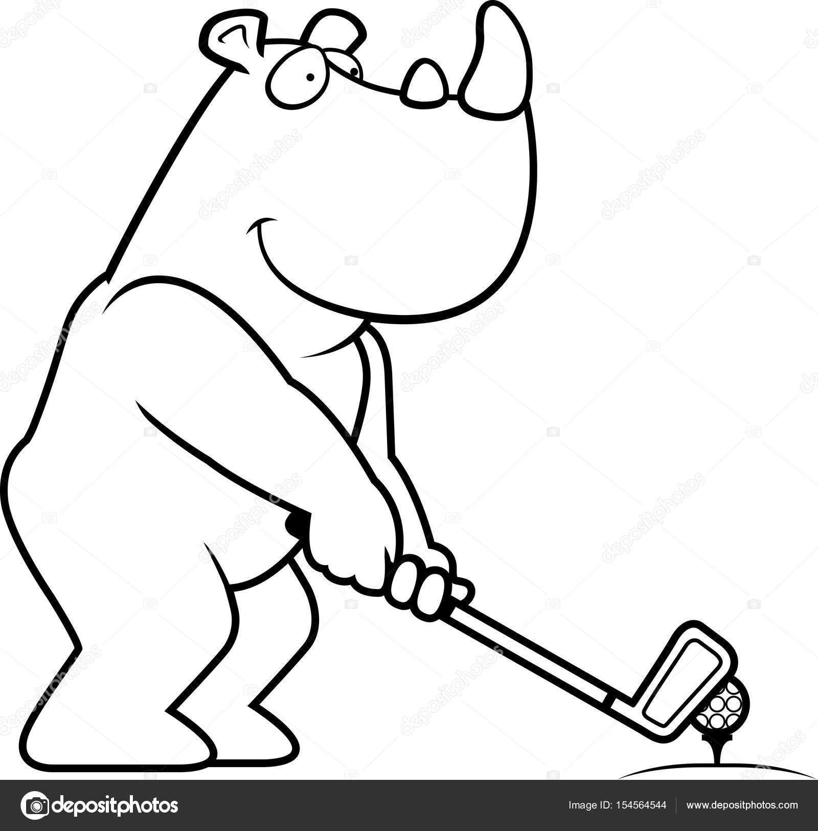 Cartoon Rhinoceros Golfing Stock Vector Image by ©cthoman #154564544