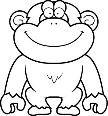 Çizgi film şempanze gülümseyen