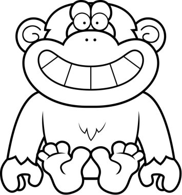 Çizgi film şempanze oturma