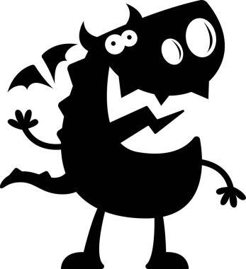 Karikatür Dragon siluet sallayarak