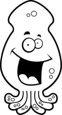 Gülümseyen karikatür kalamar