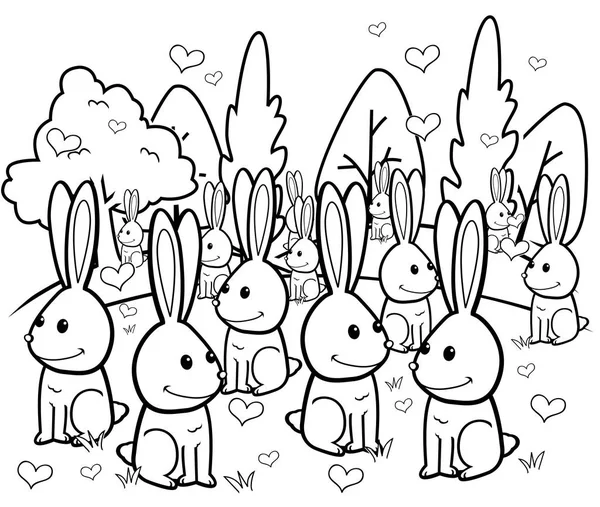 Tecknad kanin kärlek — Stock vektor