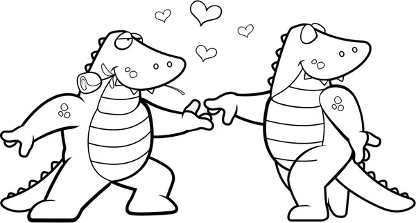 Cartoon Alligator Romance — Stock Vector