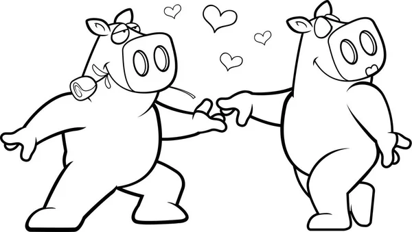 Cartoon Pig Romance - Stok Vektor