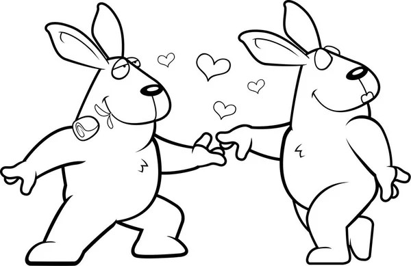 Cartoon Rabbit Romance - Stok Vektor