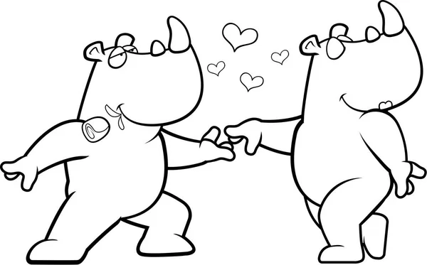 Cartoon Rhino Romance - Stok Vektor