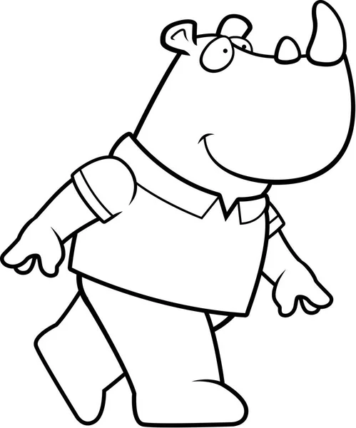 Γελοιογραφία Rhino περπάτημα — Διανυσματικό Αρχείο