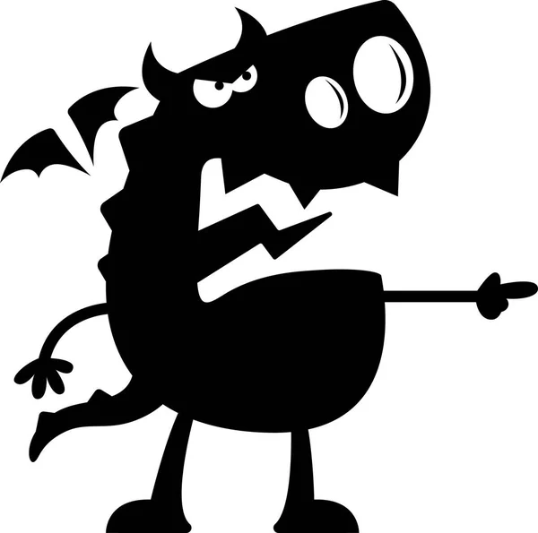 Cartoon Dragon Silhouette Angry — Stock Vector