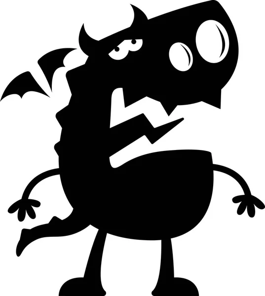 Cartoon Dragon silhouet triest — Stockvector