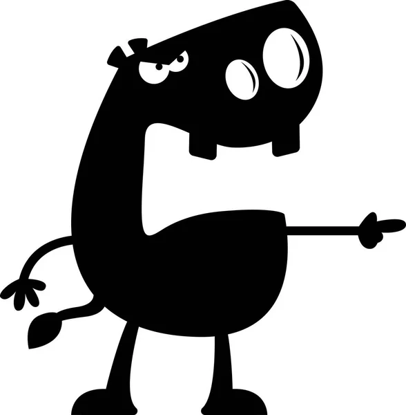 Dibujos animados hipopótamo silueta enojado — Vector de stock