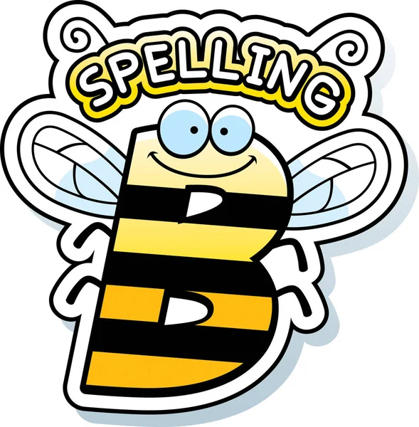 Γελοιογραφία Bee ορθογραφία κειμένου — Διανυσματικό Αρχείο