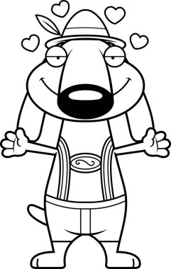 Çizgi film Dachshund şortlarla kucaklama