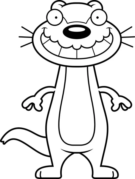 Happy Cartoon Otter - Stok Vektor