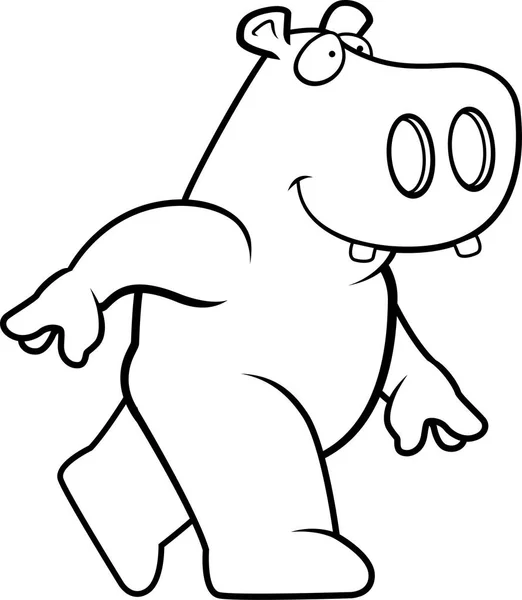 Cartoon Hippo Caminhada —  Vetores de Stock