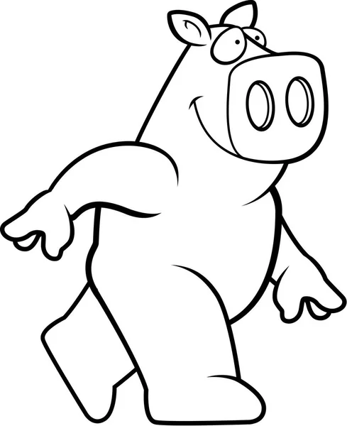 Мультфильм Свинья ходьба — стоковый вектор