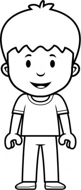 Çizgi film çocuğu mutlu.