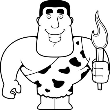 karikatür mağara adamı meşale