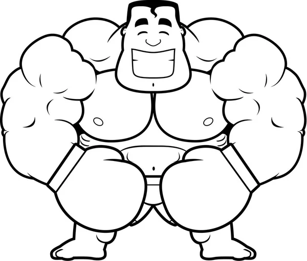 Cartoon Boxer Flexing — Stock Vector