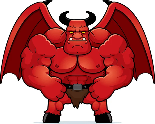 Demonio muscular de dibujos animados — Vector de stock