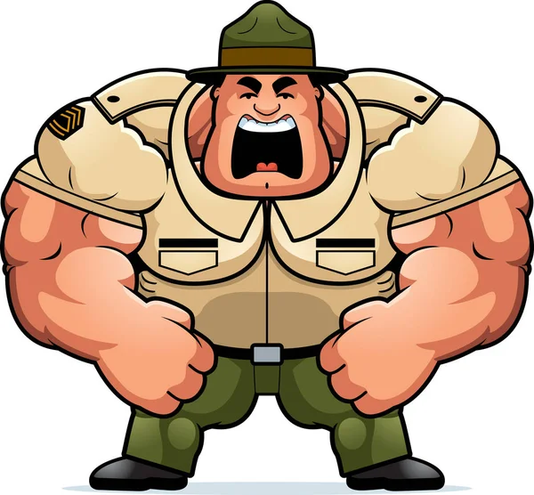 Cartoon Drill Sergeant skrek — Stock vektor