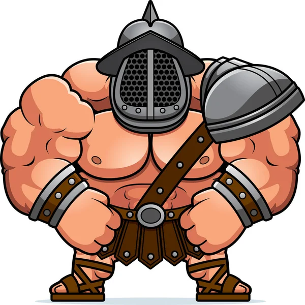 Gladiador de dibujos animados Flexing — Vector de stock