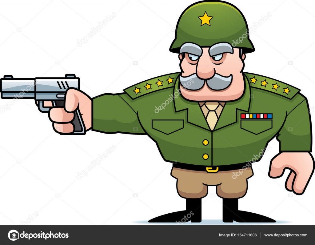 Caricatura militar general de disparo vector, gráfico vectorial © cthoman  imagen #154711608