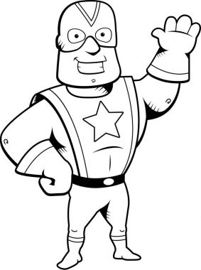 Süper kahraman karikatür gülümseyen