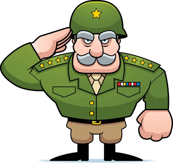 Cartoon militaire General Salute — Stockvector