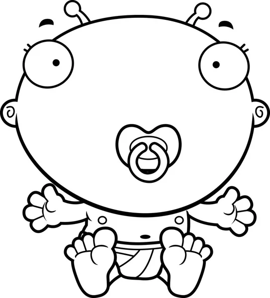 Cartoon Baby Alien Chupeta — Vetor de Stock