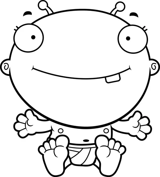 Bébé dessin animé Alien sourire — Image vectorielle