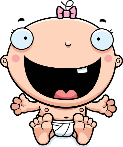 Desenhos animados bebê menina feliz — Vetor de Stock
