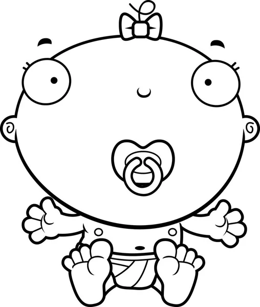 Desenhos animados bebê menina chupeta — Vetor de Stock