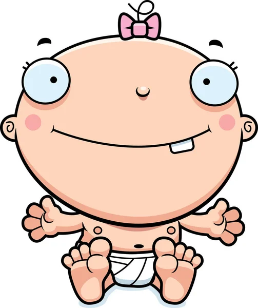 Karikatur Baby Mädchen lächelnd — Stockvektor