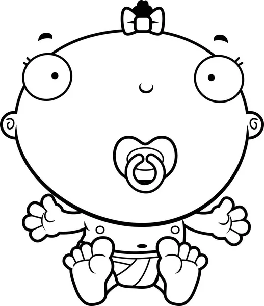 Cartoon Baby meisje fopspeen — Stockvector