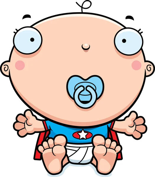 Super-herói dos desenhos animados bebê chupeta — Vetor de Stock