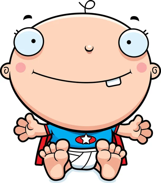 Γελοιογραφία Superhero μωρό χαμογελά — Διανυσματικό Αρχείο