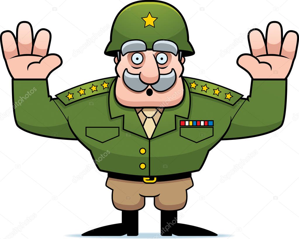 Cartoon Military General Surrender